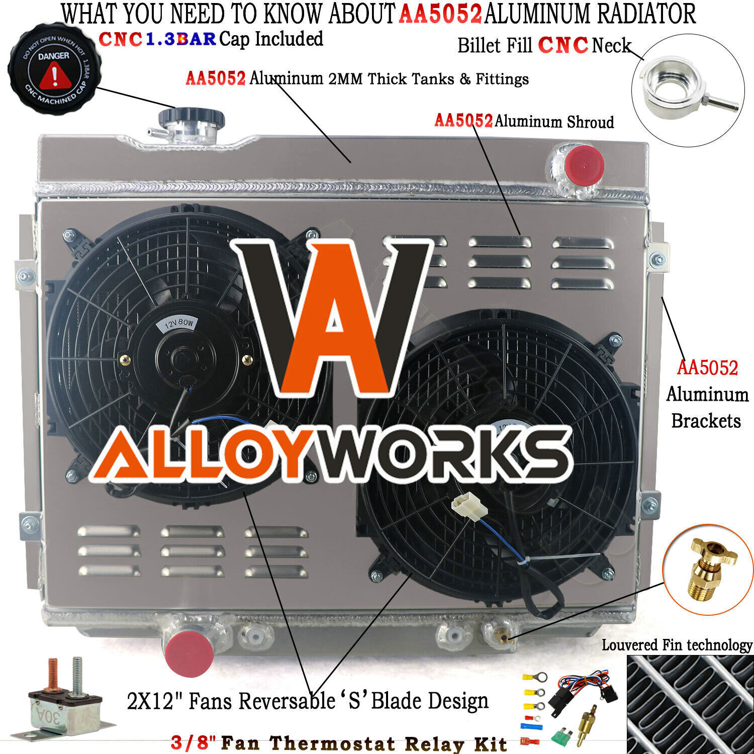 3 Row Radiator+Shroud Fan For 1968-1970 Ford Mustang Fairlane/ Mercury Cougar V8