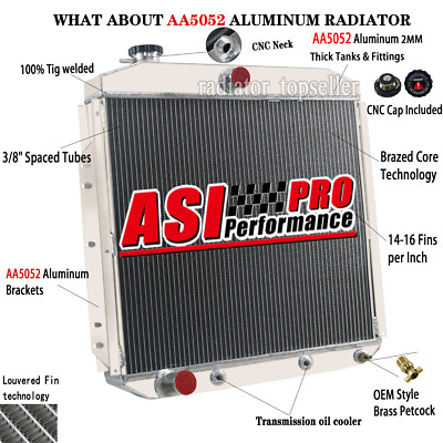 Aluminum 3 Row Radiator for 53 1954 1955 1956 Ford F-100 F-250 F-350 L6 V8