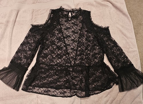 Simply Be Black LACE Cold Shoulder Blouse SIZE 18/20 Gorgeous - Picture 8 of 11
