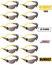 12 DeWalt PROTECTOR SMOKE GRAY Safety Glasses UV ANSI Z87+ Sport Work Sunglasses