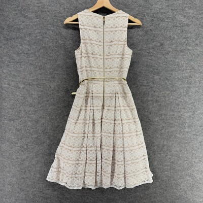 navy blue dress for baby girl Eliza J Dress Women 2 White Geometric Crochet Sheath Midi Zipper Belted  Cotton