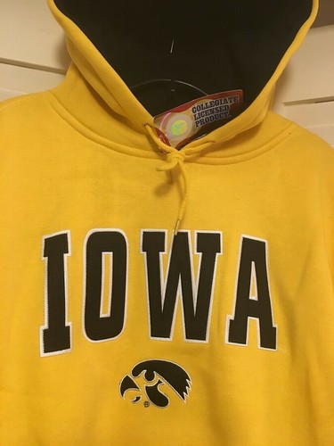 IOWA HAWKEYES SWEATSHIRT Sewn Hoodie Men's Large Fine Quality $20 OFF SALE NEW - Picture 2 of 3