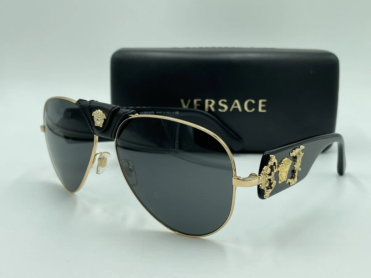 VERSACE MOD.2150Q 1002 87 LIMITED EDITION BLACK AVIATOR AUTHENTIC ITALY VE2150Q