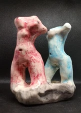 "Two Graces -3"-Clay sculpture. All Original. Hand made and glazed. Very sensual