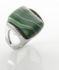 Fashion silver plated ring set Malachite gemstone size 6.5  Gift Jewelry  Love