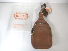 Brown Small Sling Chest Crossbody Vegan Leather Fanny Packs for Women