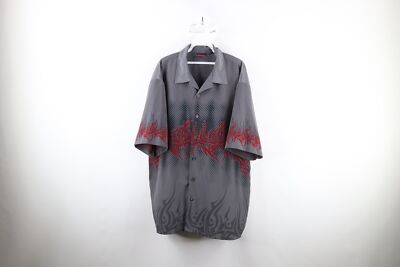 Vintage 90s Streetwear Mens XL Tribal Collared Bowling Casino Poker Button Shirt