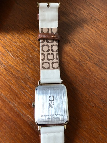 Reloj Orla Kiely Time clásico patrón de vástago OK2306-PH37880 con correa de cuero crema - Imagen 4 de 10