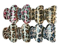 12 pieces Cheetah Zebra Printed Hair Claw Jaw Snap Clamp Clip Scallop Comb 1.5"