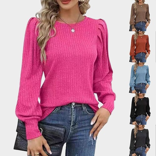 Women's Puff Long Sleeve Workwear T-Shirt Tops Casual Autumn Blouse Tunic Shirt
