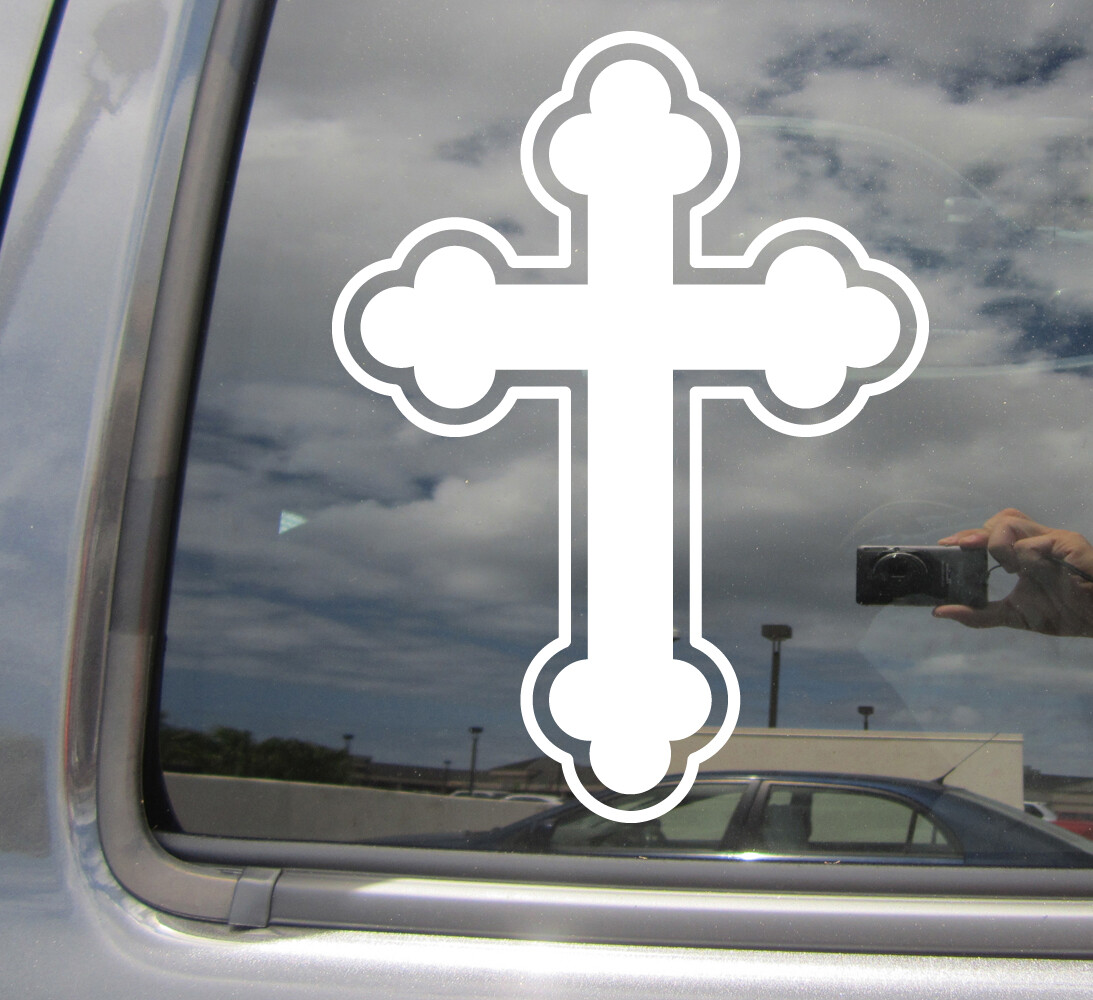 Car Decal Religious White Cross With Wings Vinyl Decal Sticker - 5.5" Wide For Cars, Trucks, Laptops & Walls Cross With Wings Car Sticker