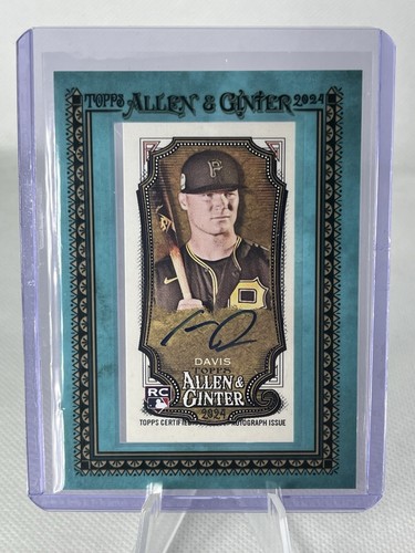 2024 Topps Allen & Ginter Mini Henry Davis On Card Auto Blue Frame 26/50 Pirates