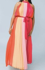 Flying Tomato Maxi Dress Pleated Sunrise Red Orange Yellow Pink