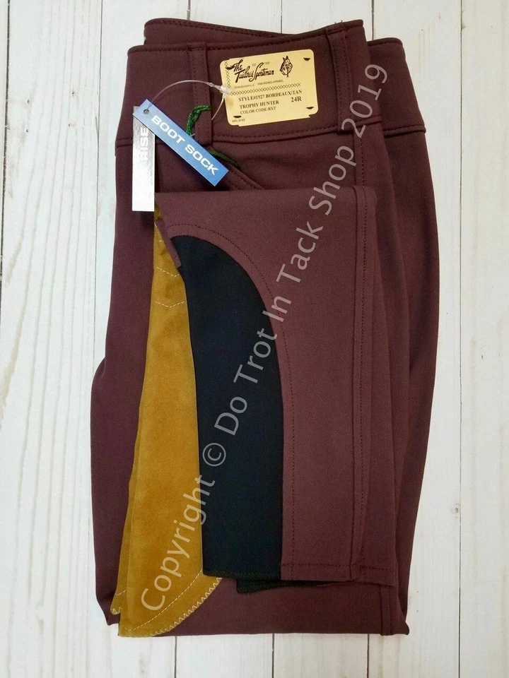 Tailored Sportsman Ladies Sock Bottom Breeches - Front Zip Low Rise - Bordeaux