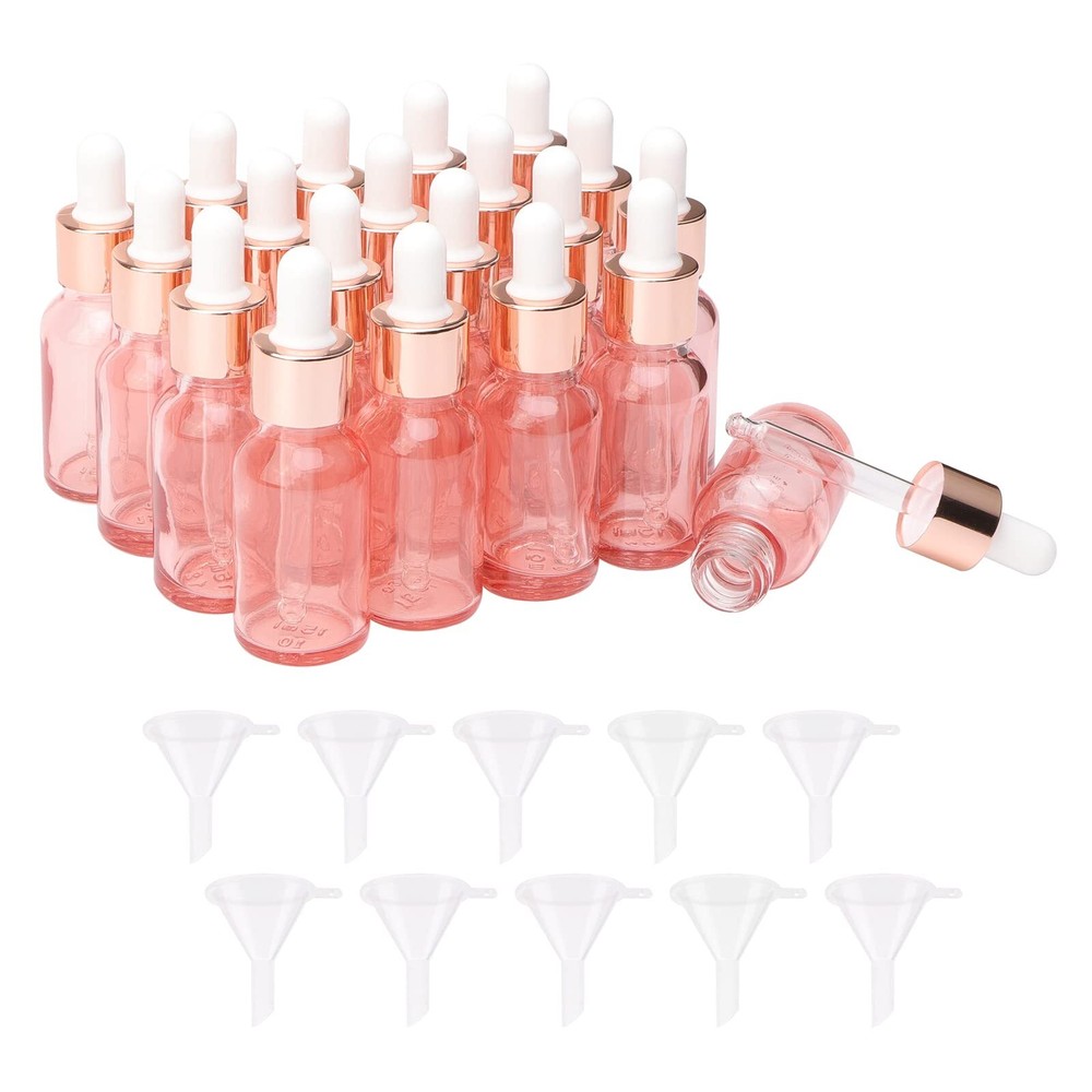 20Pcs 15ml Glass Dropper Bottles with Glass Eye Pipette, Pink Sample Dropper ...