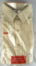 NEW Vtg Qiana Du Pont Beige Texturized Nylon Shirt 16 Short Sleeve Shiny Disco