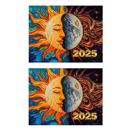 2X(2 Pezzi Calendario Sole e Luna nel 2025 Calendario di Pianificazione Cal1624 - Foto 1 di 1