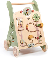 Chariot De Marche En Bois, 2-En-1 Trotteur D'Activités Pour Bébé, 12 Activités I