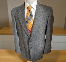 VINTAGE OAKTON Sz 42R Gray Herringbone Tweed Wool Blend Blazer Sport Coat Jacket
