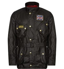 Barbour International Wax Jacket Union Jack Lining Black Size L