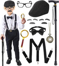 100 Days of School Costume for Boys Kids,Old Man Costume for Kids,Grandpa Costum