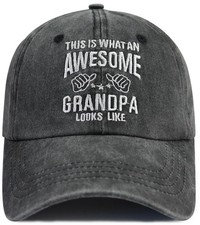Grandpa Hat for Men, Funny Embroidred Papaw Grandfathers One Size, Black