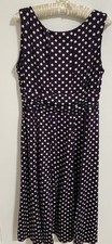 Perceptions New York Purple Midi Polka Dot Dress Retro Belted Sleeveless Sz: L