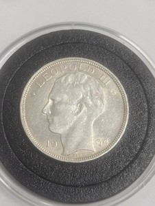 NO RESERVE 1934 Belgium Silver Twenty 20 Francs  .2405 Oz. ASW Nice Coin