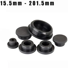 Round Plastic Black Blanking End Cap Caps 15.5mm - 201.5mm Tube Pipe Plug Bung
