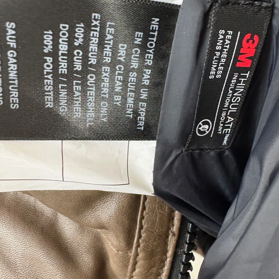 Mujer Bod & Christensen Puffer Cremallera Completa Marrón Chaleco Cuero Pequeño S Invierno Foto 4 de 4