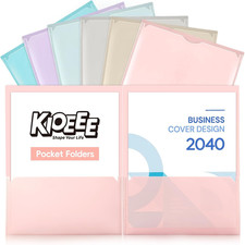 Plastic Folders with Clear Front Pocket 6 Pack with 2 Pockets, Heavy Duty Lett