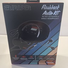 Aiwa Flashback Audio Kit Retro Lettore CD Mp3 Cuffie Filo NUOVO IN SCATOLA