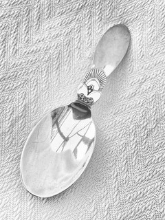 CUCCHIAIO DA CADDY GEORGE JENSEN IN ARGENTO CON MOTIVO CACTUS 1928.