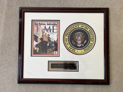 George W. Bush Signed 9/11 TIME Magazine Ground Zero Framed Presidential Seal