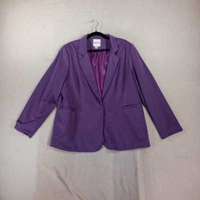 Unique21 Plus Size 18 Blazer Jacket Button Purple Colorful Long Sleeve Career