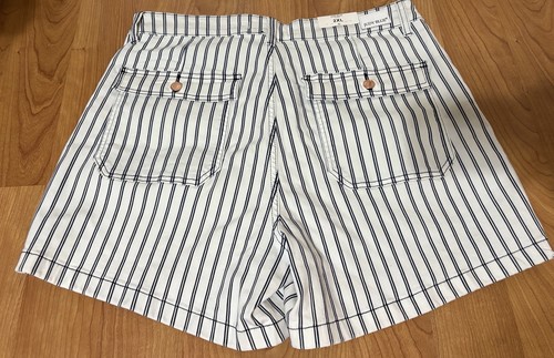 Judy Blue High Waist White Navy Blue Stripe Shorts 2XL Button Fly NWT - Picture 9 of 12