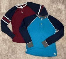 VGUC Sz XL Gap Kids Henley Cotton Navy Raglan Sleeve Stripes L/S Shirts Lot