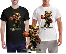 New / Michigan Basketball Mascot T- Shirt / Performance Tee