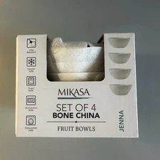 4 Mikasa Jenna Bowls Fruit Berry White Bone China Dessert Bowl Set of 4