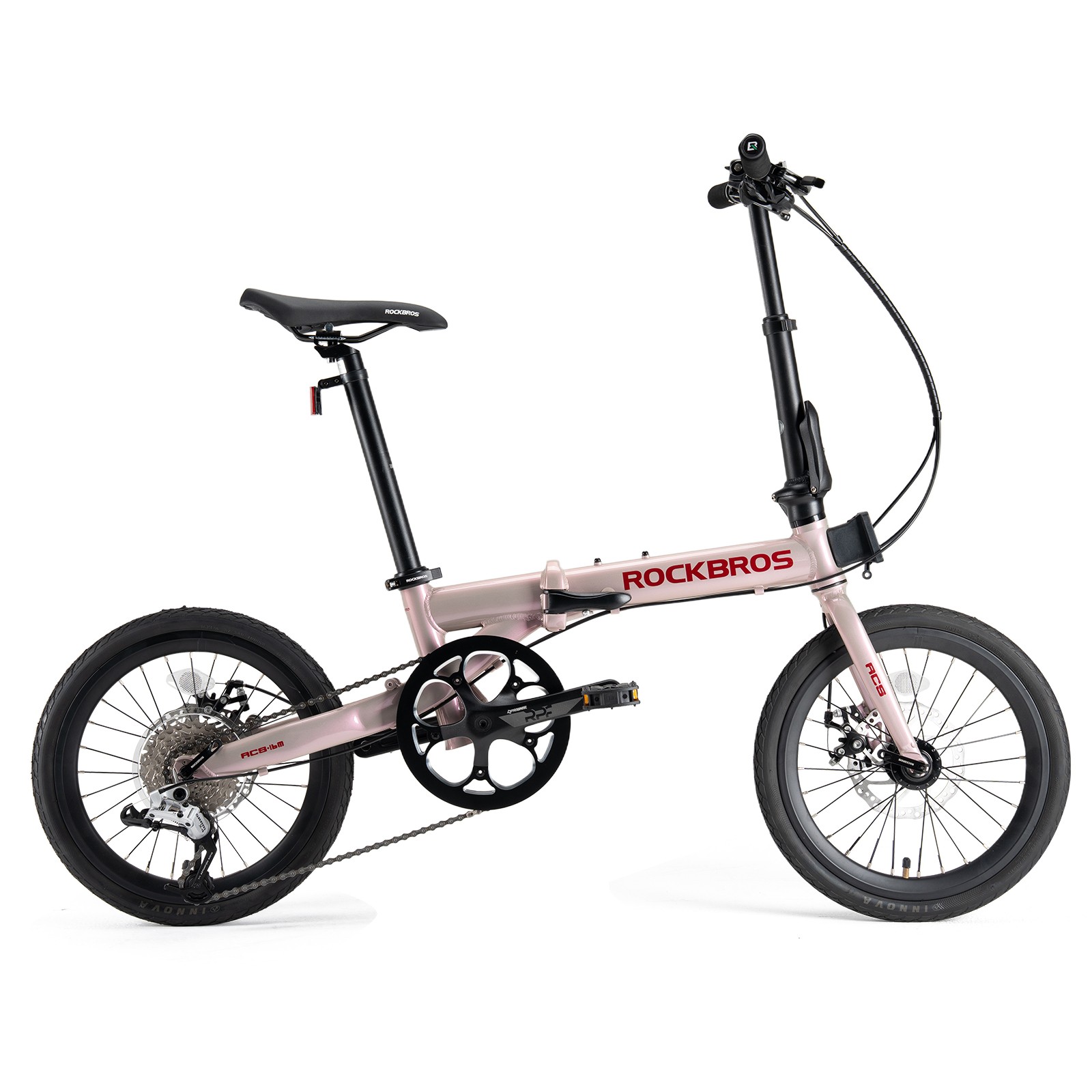 ROCKBROS ACS 16inch Folding Bike 9 Speed Disc Brake Aluminum Folding Frame Pink 73490₽