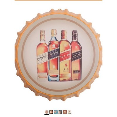 Johnnie Walker Scotch Whisky Metal Bottle Cap Wall Sign Bar Decor 14 Inch NEW