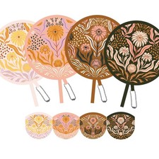 SUJJY 4 Pack Floral Hand Fan Foldable, Multi-Role Round 7.8'' 7.8'', Assorted