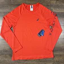 Nautica Men s Long Sleeve Performance Shirt Rash Guard Red Size M NWT
