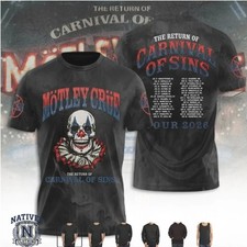 Motley Crue Carnival Of Sins Tour 2026 Clown Rock T Shirt
