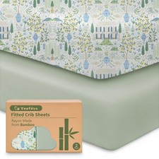 Pack and Play Sheets Fitted Viscose Derived from Bamboo, 2 Pack Mini Crib She...