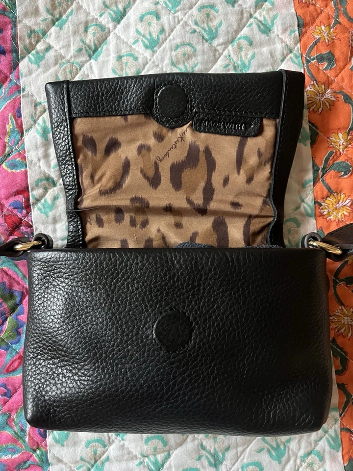 Bolso Bandolera Aimee Kestenberg Cuero Guijarro Cartera Doble Entrada Negro Foto 4 de 4