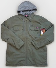 Wrangler men s canvas hooded work jacket MEDIUM quilted lining Green