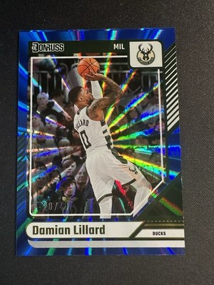 Damian Lillard 2024-25 Panini Donruss 20/49 Blue Laser Bucks #125