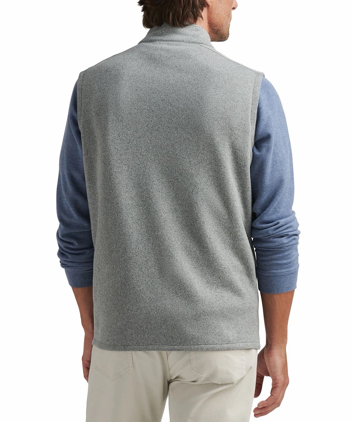 PETER MILLAR Men's XL Gale Gray Crown Sweater Fleece Vest MS25K61 Full-Zip - second product detail image