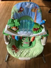 2005 Fisher Price Rainforest Baby Bouncer Vibrating / Music / Movement Works